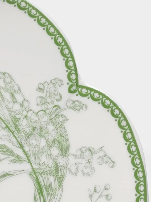 Тарелка обеденная WY Bloomware. d=27 см, фарфор, белая, зелёная