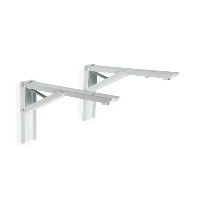 Кронштейн складной для столов и полок ТУНДРА, F001, 2 шт., длина 250 мм, сталь, белый