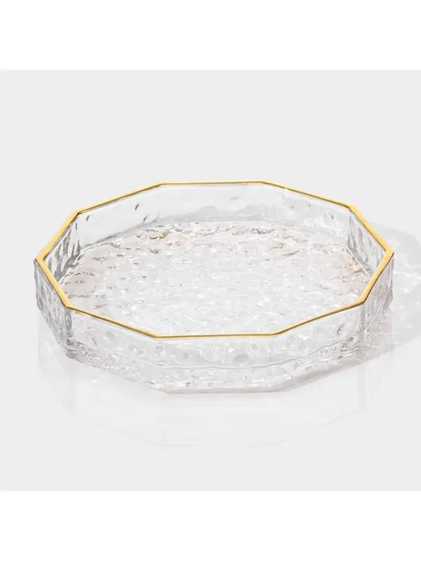 Поднос Fairyshine, 16.5&times;2.5 см, с золотой отводкой, стекло, прозрачный