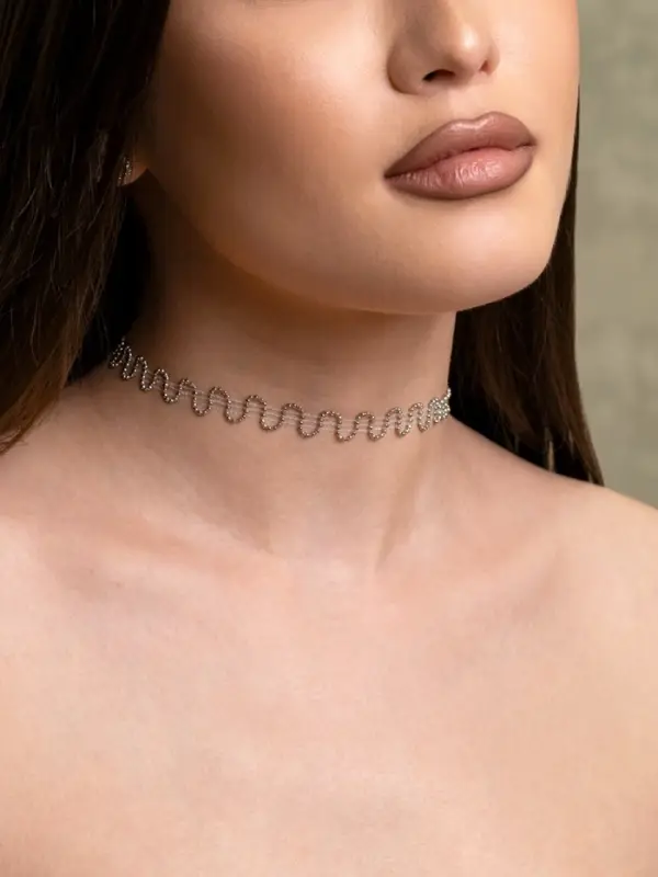 Чокер &laquo;Волна сияющая&raquo;, L=30 см + 7 см, цвет серебро