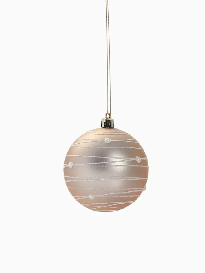 Ёлочные игрушки &laquo;Жемчужный орион&raquo;, шары новогодние, d=8 см, набор 6 шт., розовый/золотистый