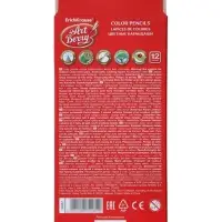 Карандаши 12 цветов ArtBerry Premium, дерево, шестигранные, 3 мм, с европодвесом
