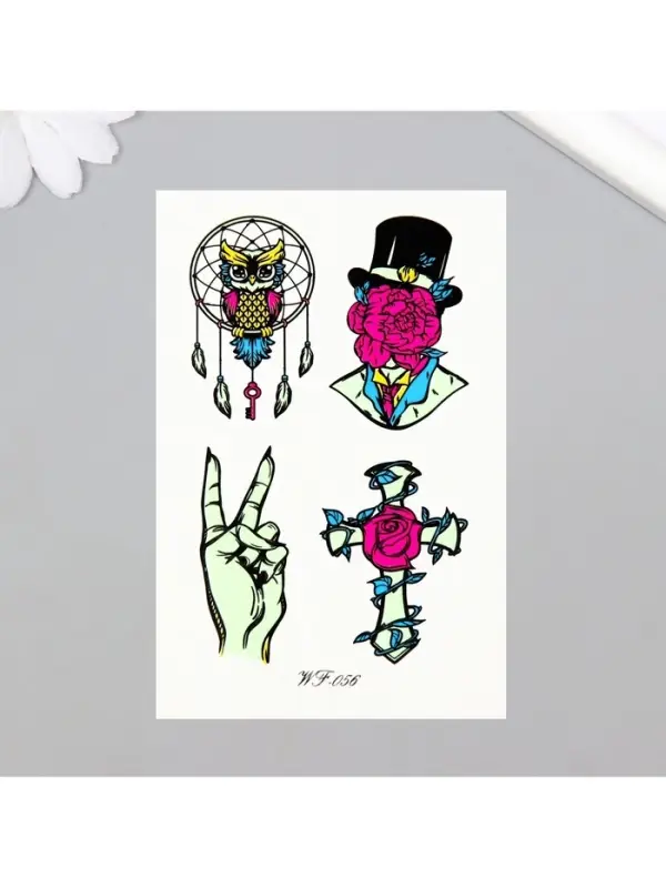 Переводные тату на тело светящиеся цветные «Загадочный флёр», 14.3×7.5 см