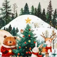 Пакет подарочный новогодний ламинированный, «Зверята наряжают ёлку» , 26×12×32 см Пакет подарочный новогодний ламинированный, «Зверята наряжают ёлку» , 26×12×32 см