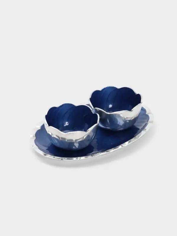 Менажница на подставке &laquo;Кувшинки&raquo;, набор 2 шт., 10&times;10&times;5 см, алюминий