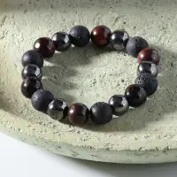 Браслет из бусин &laquo;Лава, Гематит, Тигровый глаз&raquo;, d=5.5 см, шар №10, чёрный