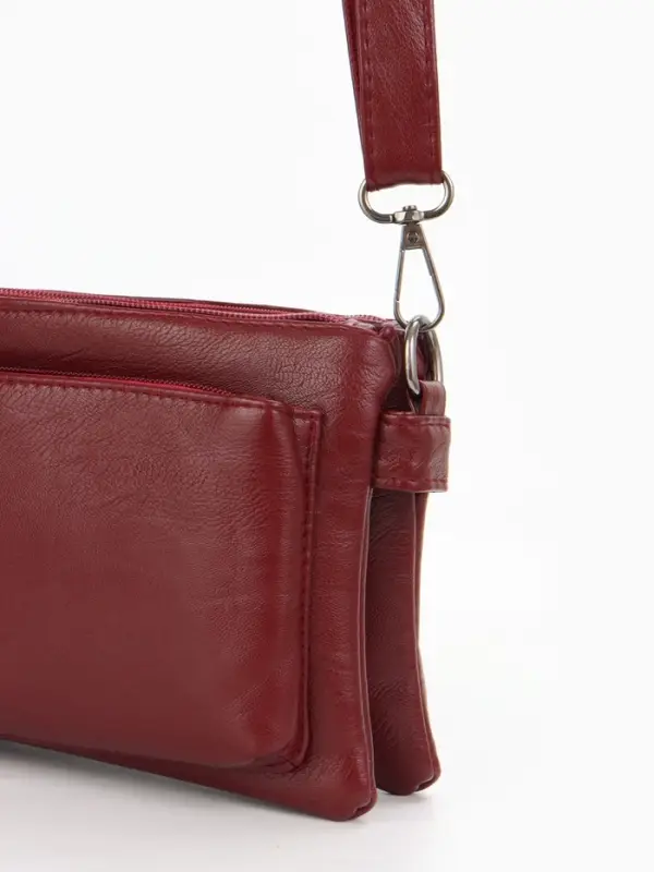 Сумка женская кросс-боди на молнии, 20.5&times;2&times;13 см, бордовая