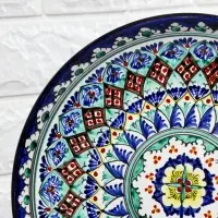 Ляган узбекский Риштанская керамика &laquo;Узоры&raquo;, d=28 см, синий