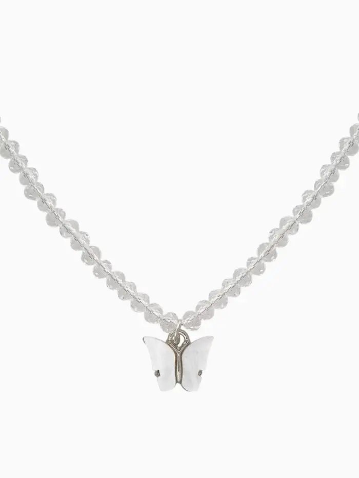 Чокер &laquo;Бабочка&raquo;, хрусталь, белый в серебре, 36 см + 5 см доп, цепочка