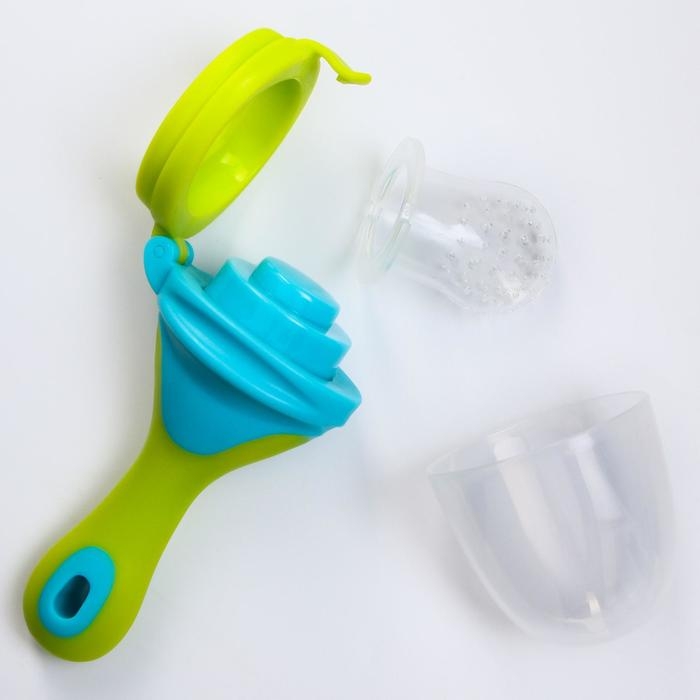 Ниблер для прикорма, с силиконовой сеточкой, цвет голубой/лайм Ниблер для прикорма, с силиконовой сеточкой, цвет голубой/лайм