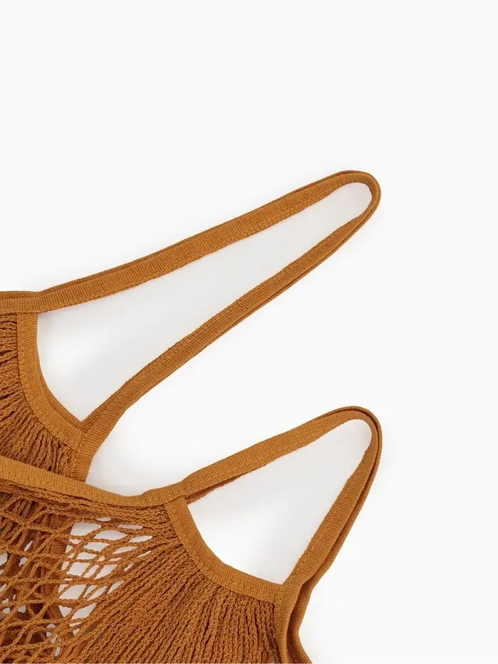 Набор 2 шт.: сумка-авоська плетёная, клетка 1.5 см, рыжая