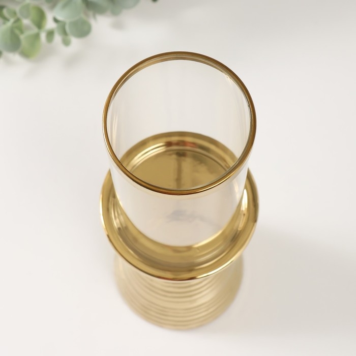 Подсвечник керамика, стекло на 1 свечу "Зебра Греви" d=8 см золото 10х10х29,5 см