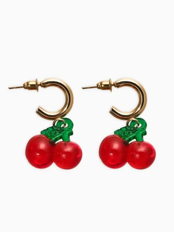 Серьги кольца &laquo;Вишенки&raquo;, цветные в золоте