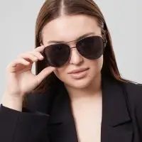 Очки солнцезащитные &laquo;OneSun. Авиаторы&raquo;, UV 400, линза 5.5&times;6.5 см дужка 12 см, ширина 14 см, чёрные