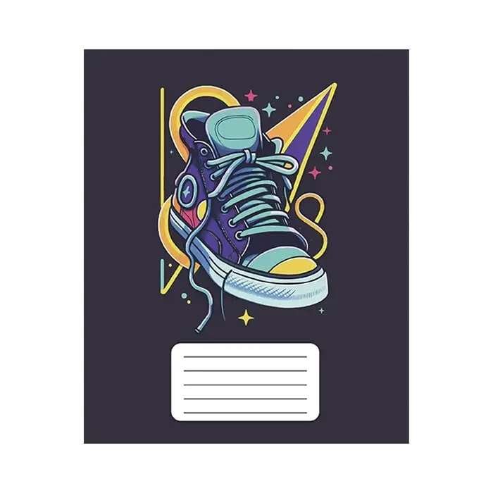 Тетрадь 12 листов в частую косую линию Calligrata "Кеды", обложка мелованный картон, ВД-лак, блок офсет, белизна 95%, МИКС