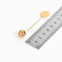 Основа &laquo;Брошь-игла&raquo; с шариком d=1.2 см (набор 5 шт.), L=5 см, площадка 1.5 см, цвет золото