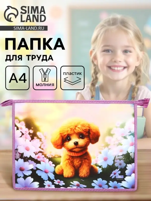 Папка для труда, А4, пластиковая, 23&times;32.5&times;5.5 см &laquo;Пушистик&raquo;