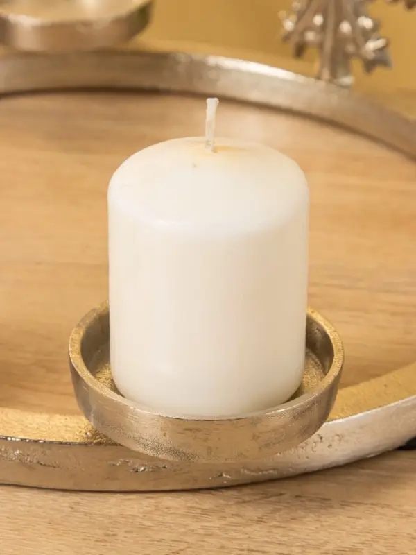 Подсвечник "Рождественский венок со снежинками" алюминий 32,5х32,5х11 см