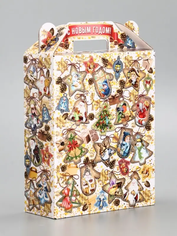 Подарочная новогодняя коробка «Праздничный медальончик» в белом 16.8×7×25 см Подарочная новогодняя коробка «Праздничный медальончик» в белом 16.8×7×25 см