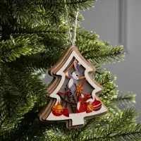 Подвеска световая &laquo;Зайка и белка&raquo;, 11&times;12 см, от батареек LR41&times;3, свечение тёплое белое