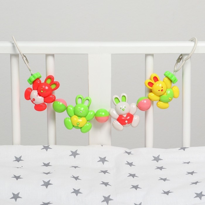 Растяжка на коляску/кроватку «Зайки», 4 игрушки, Крошка Я Растяжка на коляску/кроватку «Зайки», 4 игрушки, Крошка Я