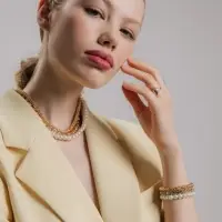 Чокеры &laquo;Стиль&raquo;, набор 3 шт. бусины №8, со стразами, тянется, 35 + удлинитель 5 см, белый в золоте