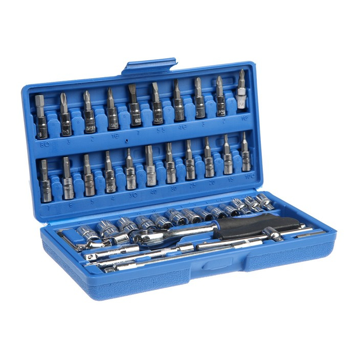 Набор инструментов в кейсе ТУНДРА, автомобильный, CrV, 1/4 Набор инструментов в кейсе ТУНДРА, автомобильный, CrV, 1/4", 45 предметов