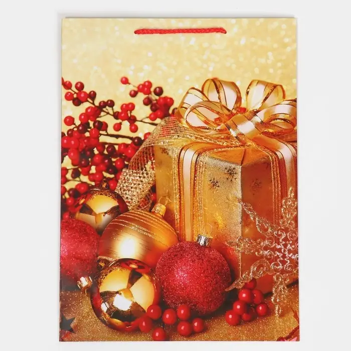 Пакет подарочный новогодний ламинированный «Поздравляю», L 28 х 38 х 9 см Пакет подарочный новогодний ламинированный «Поздравляю», L 28 х 38 х 9 см