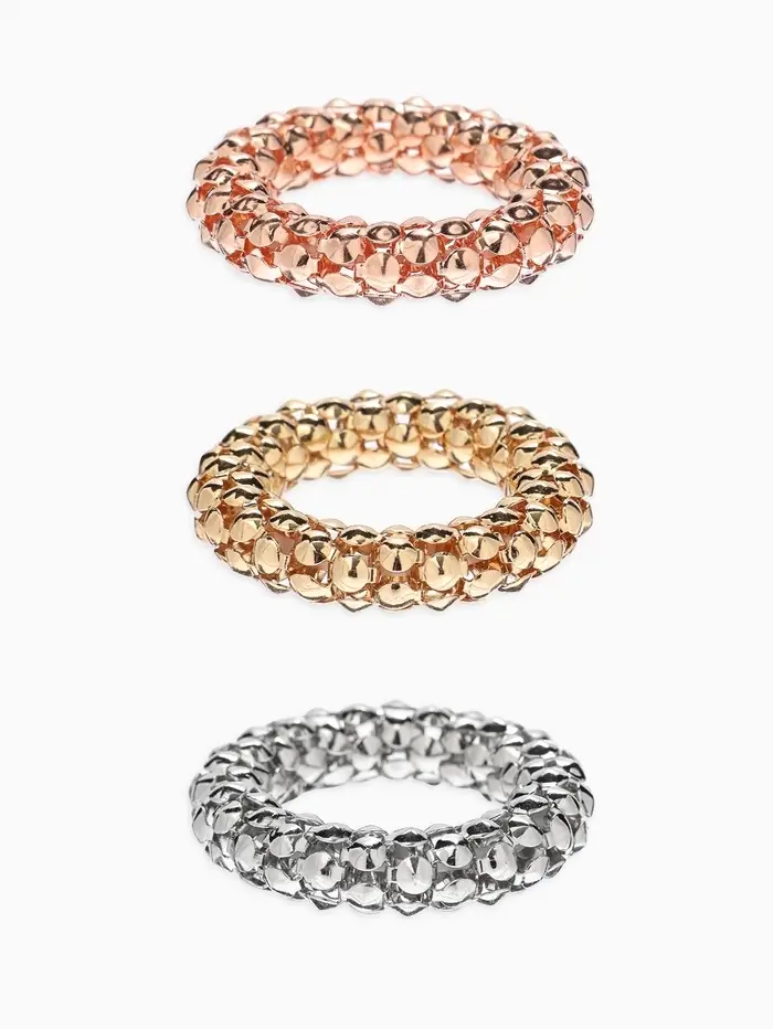 Кольцо "Стиль" (набор 3шт) плетение, тянется, цветной 1,5см