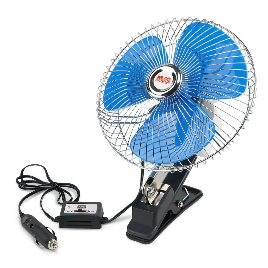 Вентилятор автомобильный AVS 8048 12В 8" (корпус: металл, переключатель, цвет: серебристый)