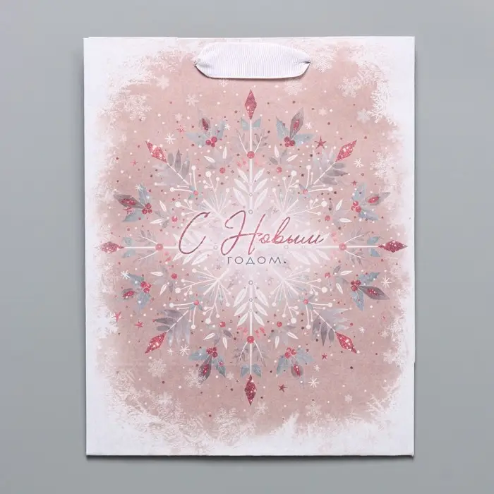 Пакет крафтовый вертикальный &laquo;Снежинка&raquo;, MS 18 &times; 23 &times; 10 см