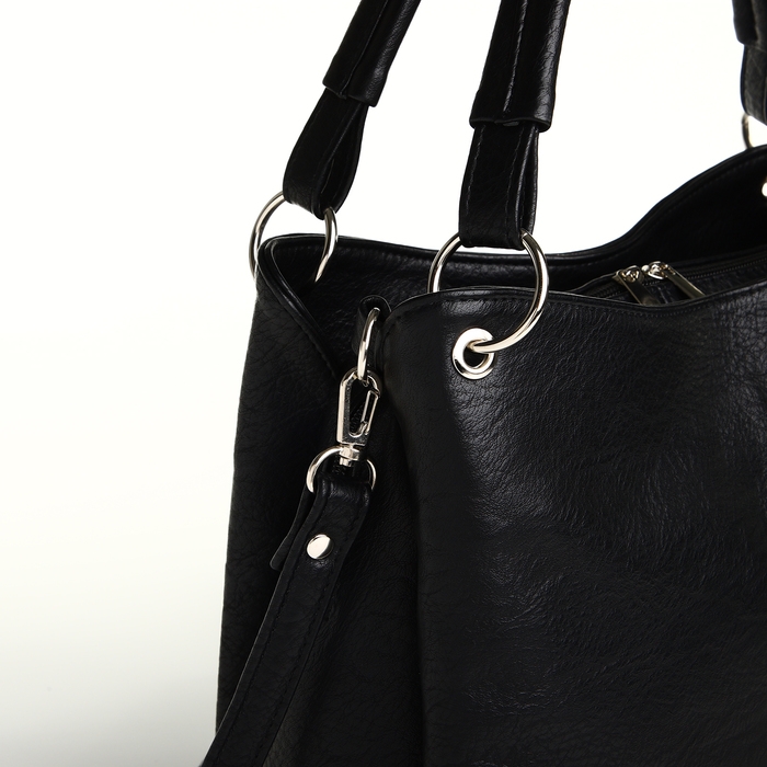 Сумка женская на молнии, цвет чёрный