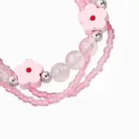 Набор детских браслетов 3 шт. &laquo;Выбражулька&raquo; с бантом, цветок, d=6 см бело-розовый