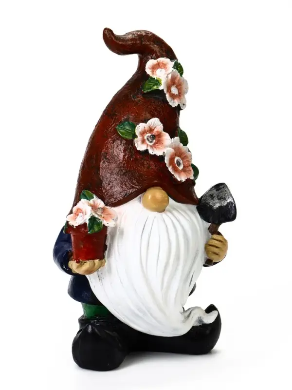 Садовая фигура - фонарь из полистоуна &laquo;Гном садовод&raquo;, 16&times;13&times;27 см, Greengo