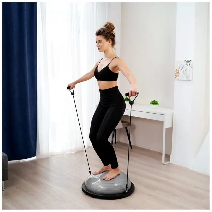 Полусфера BOSU гимнастическая ONLYTOP, с насосом, 58&times;25 см, серая