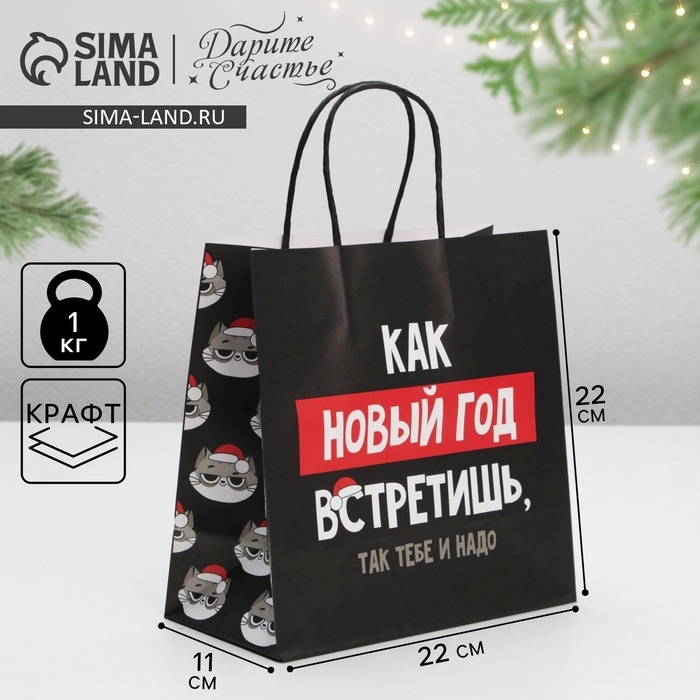 Пакет подарочный новогодний «Так тебе и надо», 22 х 22 х 11 см Пакет подарочный новогодний «Так тебе и надо», 22 х 22 х 11 см