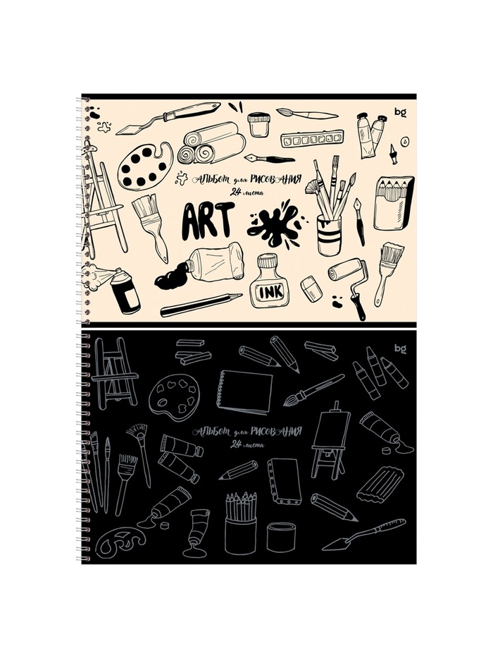 Альбом для рисования А4, 24 листа на гребне, Mono-art, блок офсет 100 г/м², МИКС