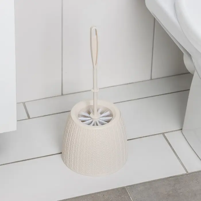 Ёршик для унитаза &laquo;Вязаное плетение&raquo;, 15&times;15&times;37 см, с подставкой, бежевый