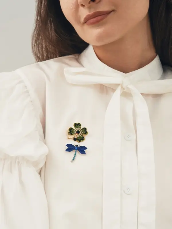 Брошь &laquo;Стрекоза - от сглаза&raquo;, маленькая, синяя в серебре