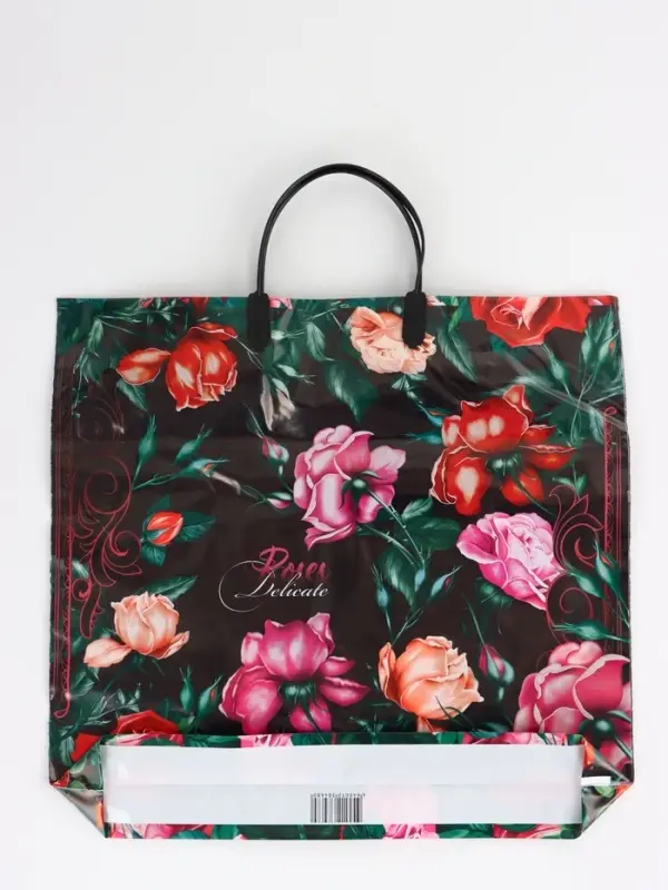 Пакет Пакет "Нежные розы, полиэтиленовый, пластиковая ручка 37х35 см 90 мкм