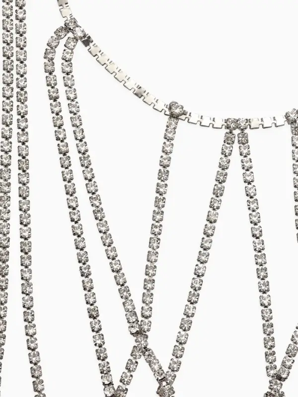 Цепочка на бедро бодичейн  Цепочка на бедро бодичейн "Ярусы" со стразами, цвет белый в серебре