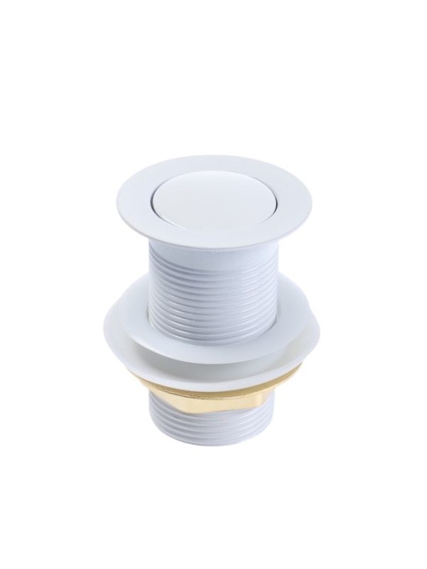 Донный клапан ZEIN engr, маленькая кнопка, без перелива, нержавеющая сталь, белый Донный клапан ZEIN engr, маленькая кнопка, без перелива, нержавеющая сталь, белый