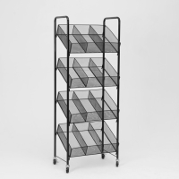 Стеллаж-накопитель разборный 4 этажа, 12 корзин, на колесах, 55×29×156 см, цвет чёрный