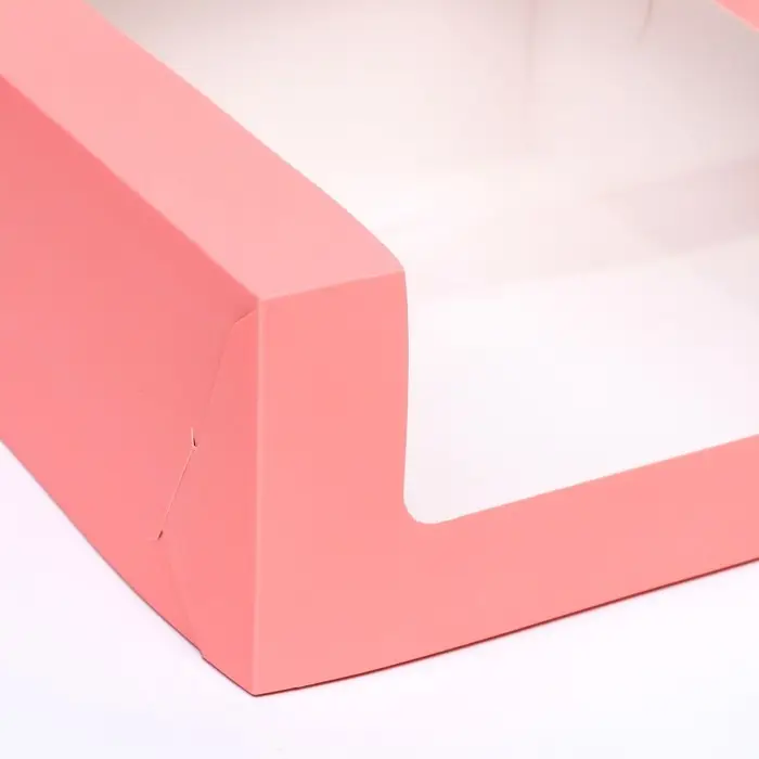 Кондитерская упаковка с окном, розовая, 21×21×10 см Кондитерская упаковка с окном, розовая, 21×21×10 см