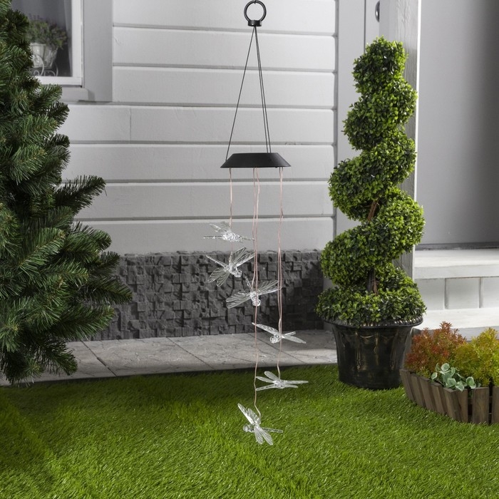 Садовый светильник на солнечной батарее «Стрекозы», 12.5×86×12.5 см, 6 LED, свечение мульти Садовый светильник на солнечной батарее «Стрекозы», 12.5×86×12.5 см, 6 LED, свечение мульти