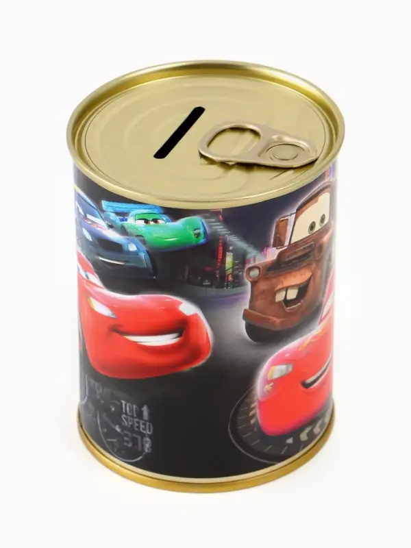 Копилка металлическая, 9.5 см&times;7.5 см&times;7.5 см &laquo;Молния Маккуин&raquo;, Тачки