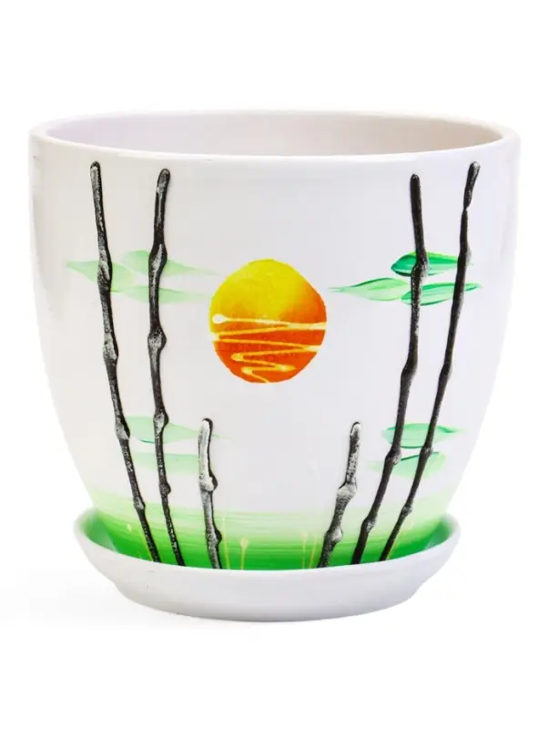 Горшок цветочный поддоном 2,5 л, керамика, Азия (М) Горшок цветочный поддоном 2,5 л, керамика, Азия (М)