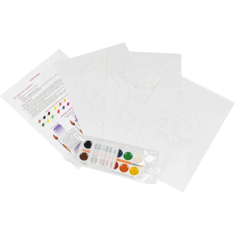 Набор для рисования Скетчинг акварелью Модные пёсики, Рн-044