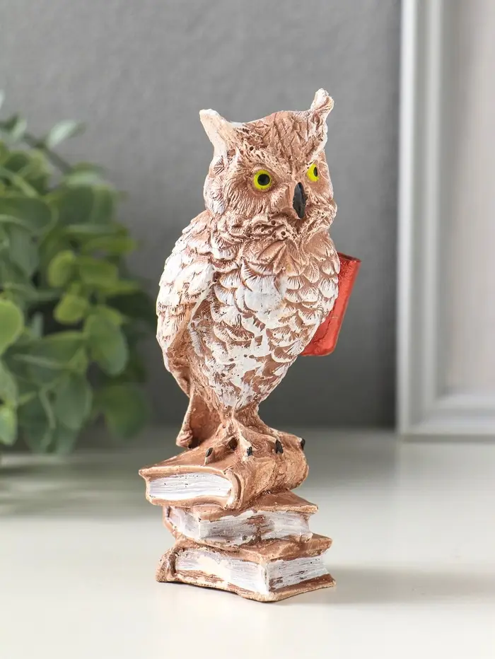 Фигурка гипс &laquo;Сова на книгах&raquo; коричневая, 14&times;6&times;6 см