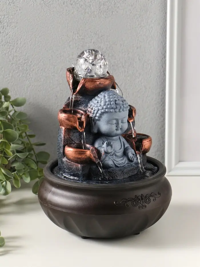 Фонтан настольный от сети, подсветка "Будда - мудра" 16х16х22 см